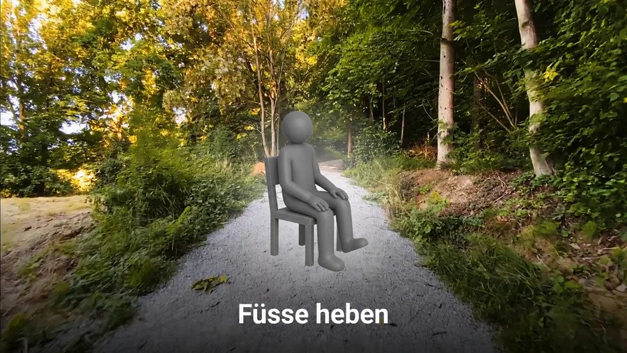 Beinbewegung vor dem Movoya-Bildschirm