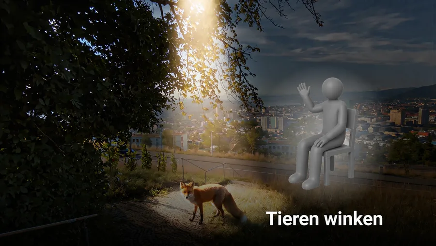 Avatar winkt einem Tier auf einer Movoya-Tour zu