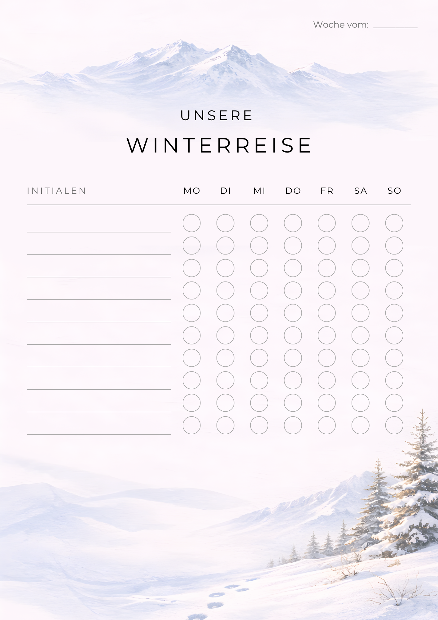 Winter-Challenge Habit Tracker Übersicht