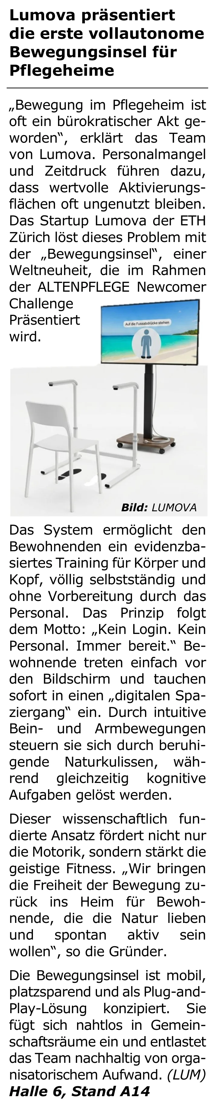 Artikel über die Bewegungsinsel in messekompakt.de, Seite 5